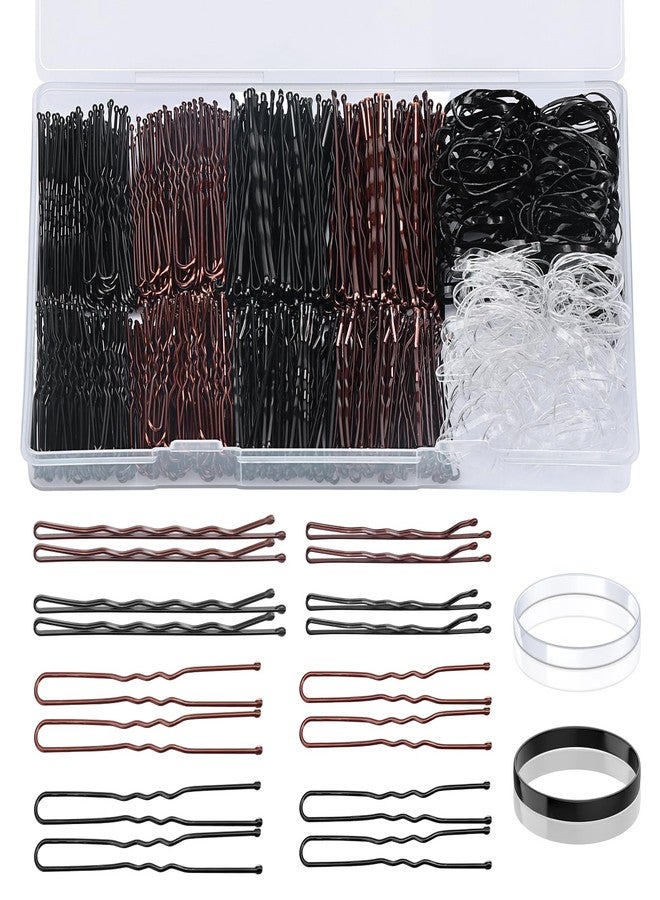 Draupnir 600PCS Bobby Pins Hair Pins Kit, Brown & Black Hair Clips & Bands with Storage Box, Hair Clips Bobby Pins for Women Hair Accessories - Image 1